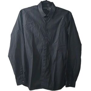 The Kooples‎ Men's Fitted Black Long Sleeve Button Up Dress Shirt Size Medium